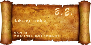 Baksay Endre névjegykártya